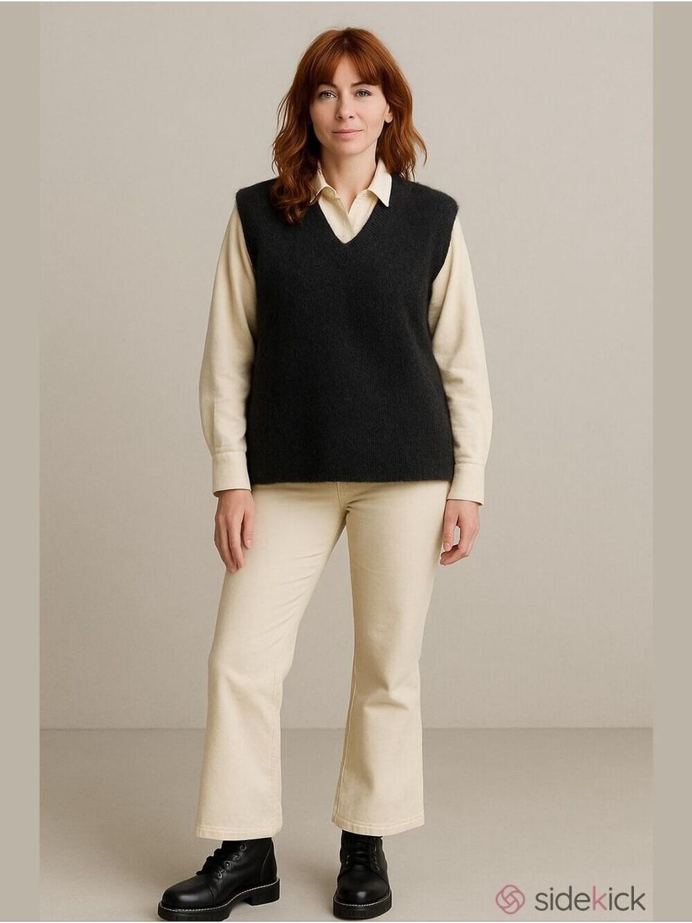 Women's Peruvian Connection Black Baby Alpaca Wool V-Neck Sweater Vest XL